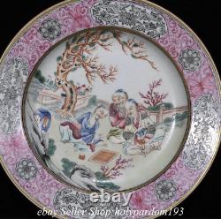 9 Chinese Famille Rose Porcelaine Histoire De Figure Plateau Rond Paire De Plaque