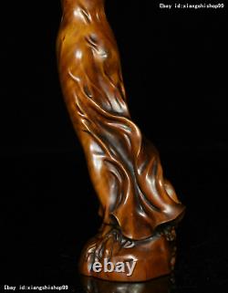 9 Chinese Folk Collect Boxwood Bois Sculpté Belle Femme Belle Adorn Statue