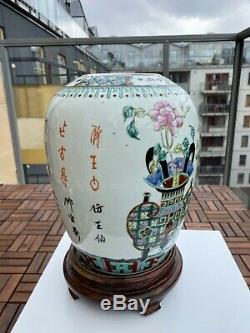 A19th C Antique Porcelaine Chinoise Famille Pot Rose W Antiquités Precious