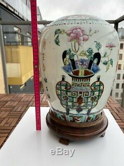 A19th C Antique Porcelaine Chinoise Famille Pot Rose W Antiquités Precious