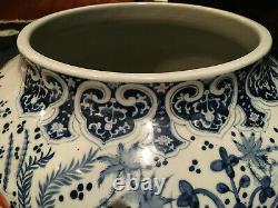 A Large And Rare Chinese Ming Style Blue And White Porcelain Fishbowl, Qing Peri