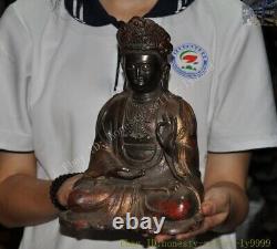 Ancien Bouddhisme Chinois Bronze Kwan-yin Guanyin Bodhisattva Déesse Bouddha Statue
