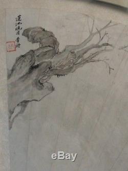 Ancien Chinois Fantaisie Peinture Scholars Dans Le Pavillon Tôt 20 C. Signé