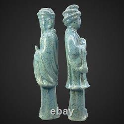 Ancien Chinois Japonais Statues Figurines Homme Femme Figurines Art Potterie