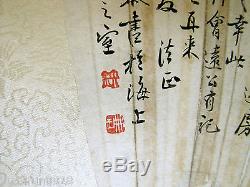 Ancien Personnage De Collectionneur Chinois À La Main Peint À La Main Avec Calligraphie Et Poésie Art