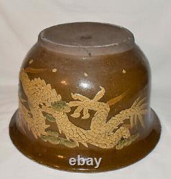 Ancien Pot De Dragon Chinois Relevé Texturé Oeuf De Dragon Planteur De Fleurs Marqué