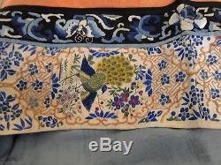 Ancien Textiles-antique Soie Chinoise Brodée Robe Avecpeacocks Etc