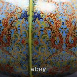 Ancien Vase D'oiseau Peint À La Main En Porcelaine D'émanel Chinois Dorée Yongzheng Mark