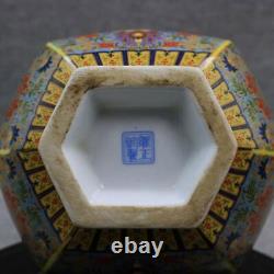 Ancien Vase D'oiseau Peint À La Main En Porcelaine D'émanel Chinois Dorée Yongzheng Mark