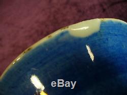 Ancien Vase En Porcelaine De Chine Bleu Poudré Kangxi 17.25 Bon État