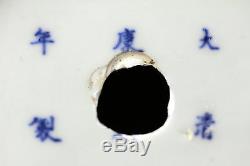 Ancien Vase Kangxi En Porcelaine De Chine, Bleu Et Blanc, Marque Du Règne De 6 Caractères