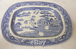 Ancien Village Chinois Asiatique Blue Willow Angleterre Ironstone Platter 19th C