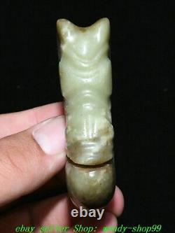 Ancien pendentif sculpté en jade naturel de la culture chinoise ancienne Hongshan avec un crochet en forme de dragon cochon