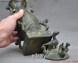 Ancienne Dynastie Chinoise Bronze Dragon Bête Phénix Oiseau Statue Zun Bouteille Pot Réservoirs