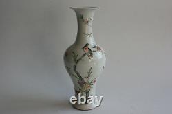 Ancienne Porcelaine Chinoise Peinte À La Main Fleurs Vase D'oiseau
