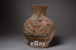 Ancienne Porcelaine De La Dynastie Han Chinoise En Terre Cuite Vase Hu Vase 206 Bc