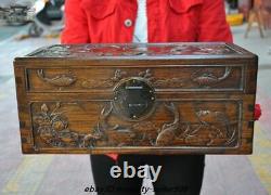 Ancienne boîte à bijoux de coffre au trésor en bois de palissandre chinois incrusté de bronze