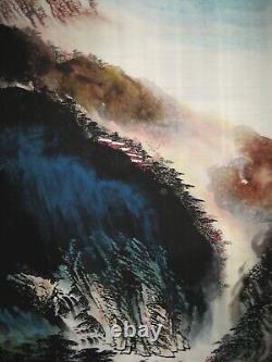 Ancienne peinture chinoise ancienne de paysage sur rouleau par Zhang Daqian
