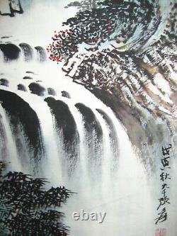 Ancienne peinture chinoise ancienne de paysage sur rouleau par Zhang Daqian