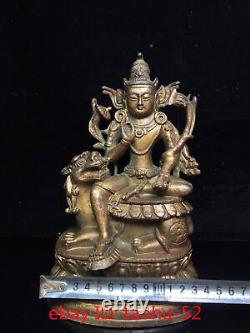 Ancienne statue de bronze du Bodhisattva Manjushri du bouddhisme tibétain des antiquités chinoises
