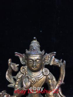 Ancienne statue de bronze du Bodhisattva Manjushri du bouddhisme tibétain des antiquités chinoises