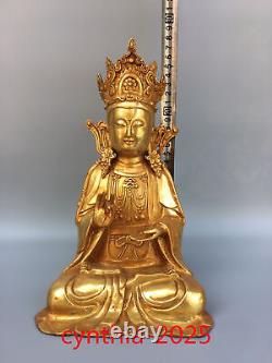 Anciennes antiquités chinoises du Tibet, Statue en cuivre pur de Guanyin Tara Bouddha