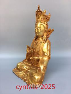Anciennes antiquités chinoises du Tibet, Statue en cuivre pur de Guanyin Tara Bouddha