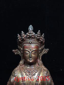 Anciennes antiquités chinoises en cuivre pur doré à la main Statue du Bouddha de la Longévité