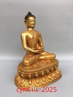 Anciennes antiquités chinoises faites à la main Statue de Sakyamuni Bouddha en cuivre pur doré