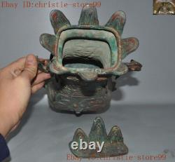 Anciennes antiquités en bronze chinois : Coupe Zun en forme de dragon, bouteille, pot, vase, jarre et statue