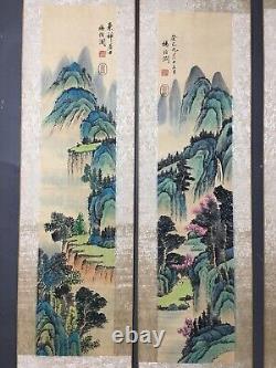 Anciennes peintures sur écran chinois de la dynastie des Quatre Yang Borun - Peinture de paysage