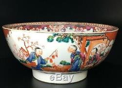 Antique 18ème Siècle Chinois D'exportation De Porcelaine Punch Bowl