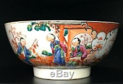 Antique 18ème Siècle Chinois D'exportation De Porcelaine Punch Bowl