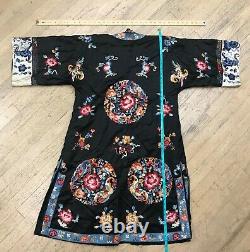 Antique 1920 Vintage Soie Chinese Brodé Kimono Robe Veste
