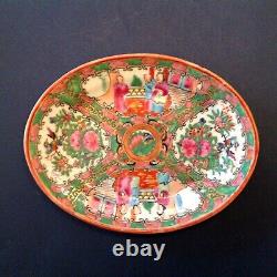 Antique 19ème Siècle Chinese Export Rose Médaillon Ovale Porcelaine Platter