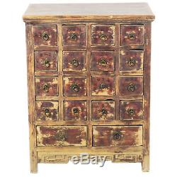Antique Asiatique 18 Tiroirs Médecine Chinoise Herb Apothicaire Cabinet 27 Large 34 T