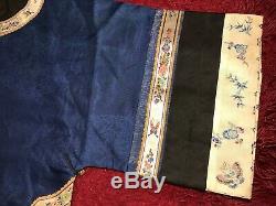 Antique Chinese 19/20 C Qi'ing Gauze Embroidered Jacket Robe Broderie, Vente