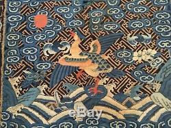 Antique Chinese 19ème C Qi'ing Soie Kesi 7 CIVIL Rang Badge Mandarin Duck Peignoir