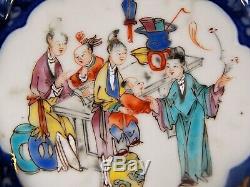 Antique Chinese Export Famille Rose Thé En Porcelaine Pot Stand Du 18ème Siècle