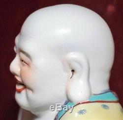 Antique Chinese Grand Porcelaine Famille Rose Bouddha Statue Début Du 20e Siècle