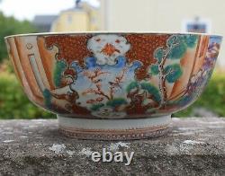 Antique Chinese Punch Bowl18ème Siècle Qianlong Période #636