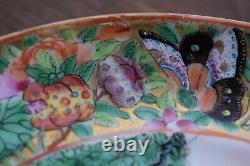 Antique Chinese Qing Dynasty Rose Mandarin Plaque, 19ème Siècle Daoguang #505