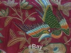 Antique Chinois 80 X 76 CM Embroidered Suspendu Soie Panel 19ème Siècle