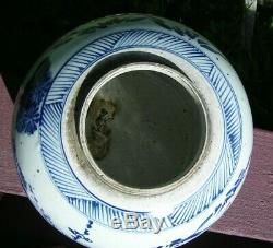 Antique Chinois Bleu Et Blanc En Porcelaine Pot Gingembre
