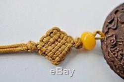 Antique Chinois Chine Chen Xiang Pendentif Bois D'agar Herb Imperial Dynastie Qing