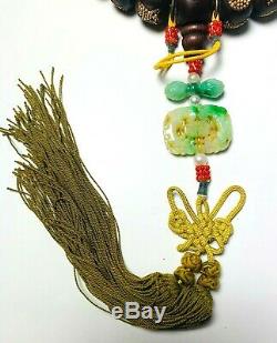Antique Chinois Chine Rosaire Qing Mala Bracelet Perles Bois D'agar De Prière 1900