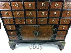 Antique Chinois Counter Top Small Medicine Apothicaire Cabinet Chest Table Ds66