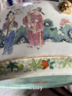 Antique Chinois Daoguang Famille Pot De Porcelaine Rose