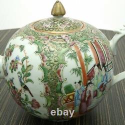 Antique Chinois Famille Médaillon Rose Teapot