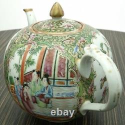 Antique Chinois Famille Médaillon Rose Teapot